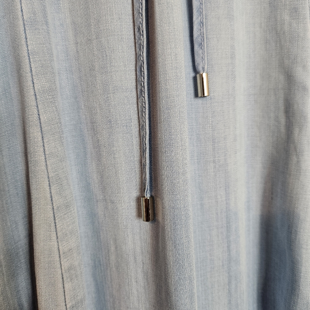 WHBM Blue Chambray Lace-Up Back Maxi Dress Women’s Size 14 Elegant - Picture 12 of 15